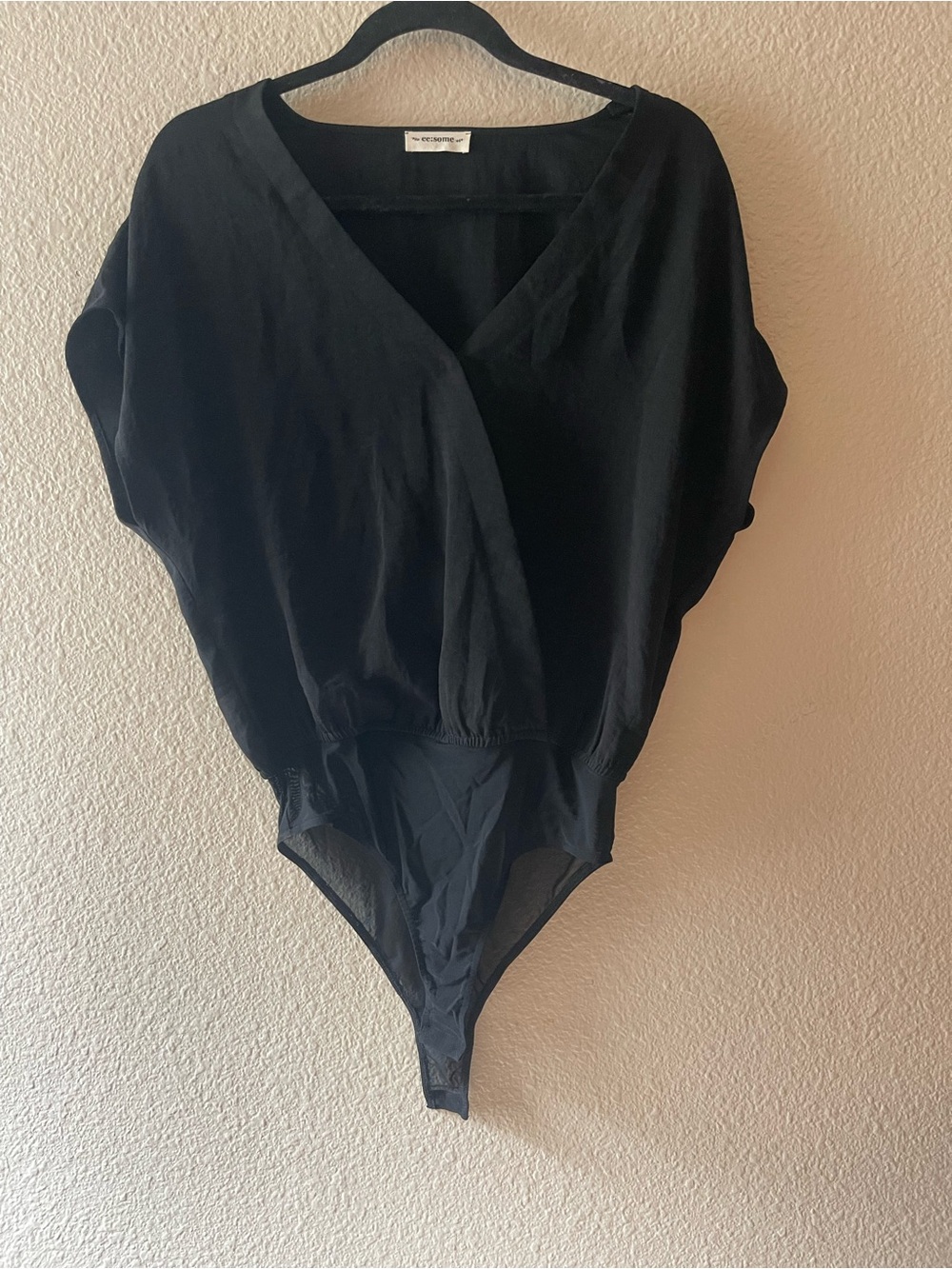 ee:some Black Wrap Front Bodysuit